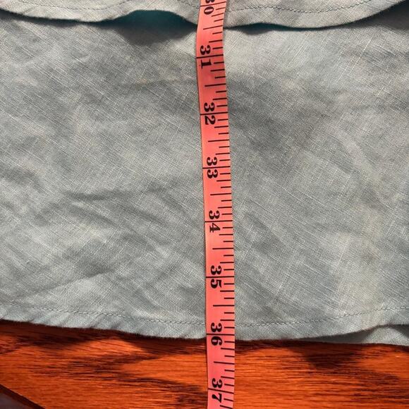 Finley 100% Linen Blue Sleeveless Shift Midi Dress Size S Layered Made in USA - Picture 8 of 10